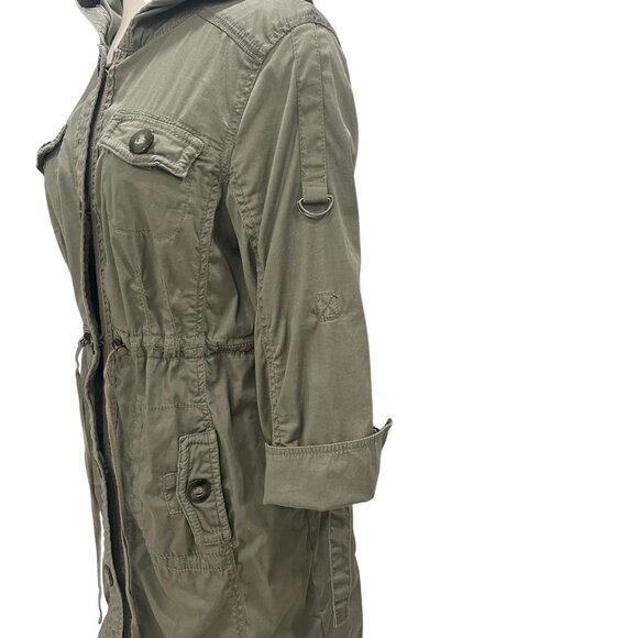 American Rag Olive Green Hooded Utility Jacket Gorpcore Urban Chic Outdoor Camp - Picture 6 of 13